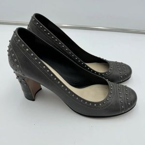 Prada Gunmetal Grey Studded Pumps